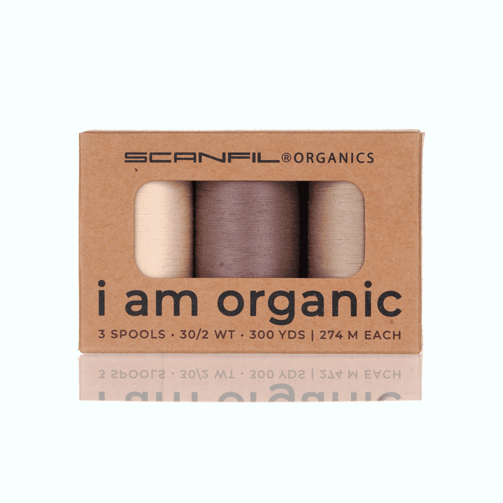 Organic Cotton 3 Spool Set | 30/2 WT | 300 YD | Tan Shades – Scanfil ...