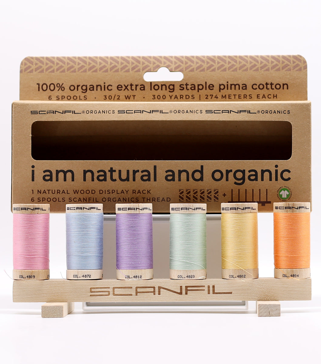 Organic Cotton 6 Spool + Rack Set | 30/2 WT | 300 YD | Pastels ...