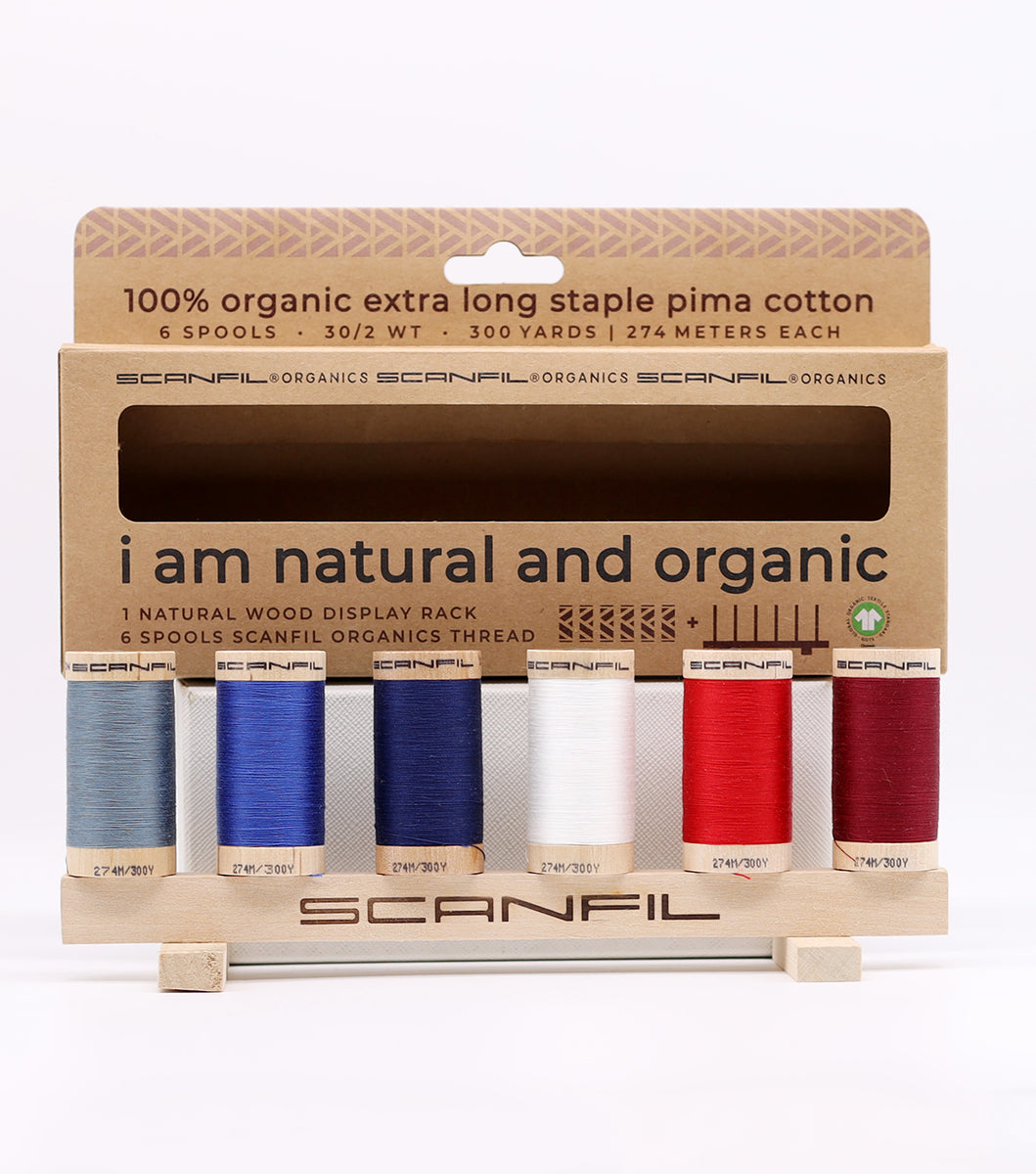 Organic Cotton 6 Spool + Rack Set | 30/2 WT | 300 YD | Patriotic ...