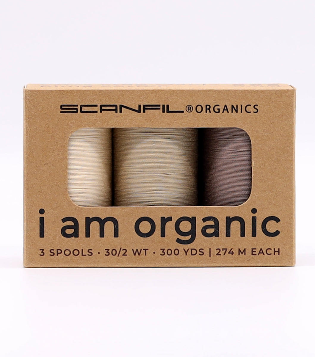 Organic Cotton 3 Spool Set | 30/2 WT | 300 YD | Tan Shades – Scanfil ...