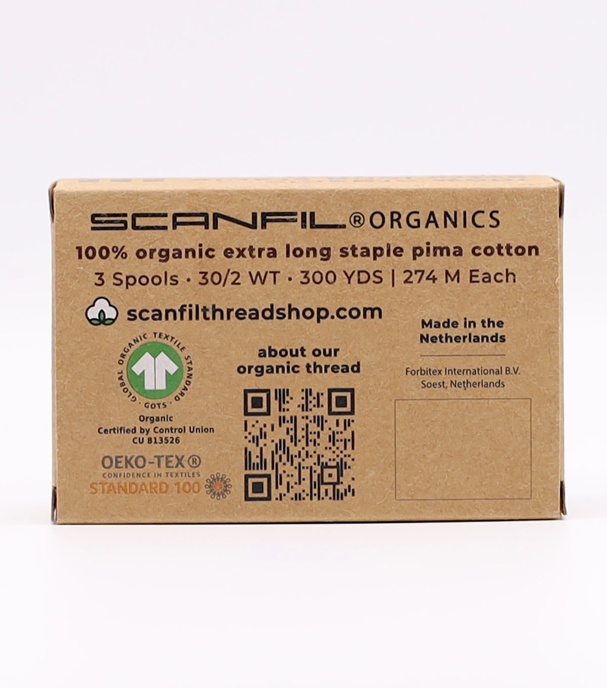 Organic Cotton 3 Spool Set | 30/2 WT | 300 YD | Tan Shades – Scanfil ...