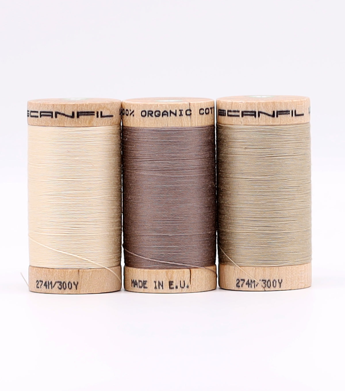 Organic Cotton 3 Spool Set | 30/2 WT | 300 YD | Tan Shades – Scanfil ...